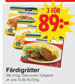 Matöppet Färdigrätter erbjuda