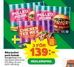 Stora Coop Ribs/Pulled Pork/Kebab erbjuda