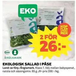 Coop Ekologisk Sallad i Påse erbjuda
