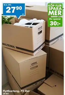 Biltema Flyttkartong, 75 liter erbjuda