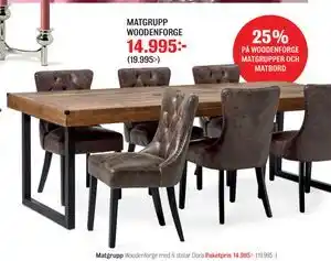 25% PÅ WOODENFORGE MATGRUPPER OCH MATBORD