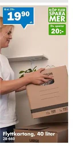 Biltema Flyttkartong, 40 liter erbjuda