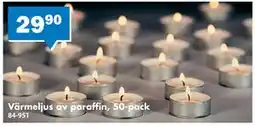 Biltema Värmeljus av paraffin, 50-pack erbjuda