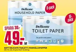 ÖoB SOFT DELICATE TOALETT-/HUSHÅLLSPAPPER erbjuda