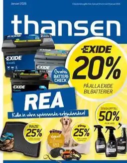thansen 20% PÅ ALLA EXIDE BILBATTERIER erbjuda