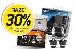 thansen 30% PÅ ALLA BILLAMPOR FRÅN RAZE erbjuda