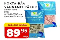 Matrix Butikerna GARDEN FOOD Kokta-råa vannamei räkor erbjuda