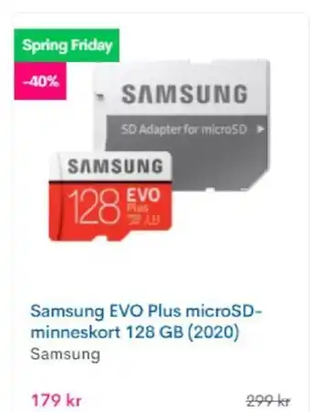 CDON Samsung EVO Plus microSD minneskort 128GB (2020) erbjuda