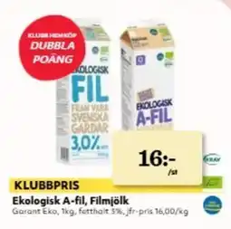Hemköp GARANT Ekologisk a-fil, filmjölk erbjuda