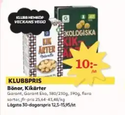 Hemköp GARANT Bönor, kikärter erbjuda