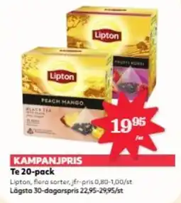 Hemköp LIPTON Te 20-pack erbjuda