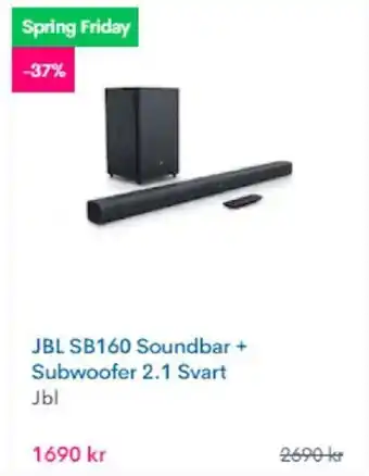 JBL SB160 Soundbar + Subwoofer 2,1 Svart