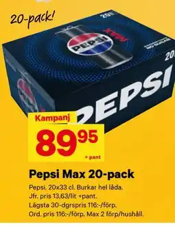 City Gross Pepsi Max 20-pack erbjuda