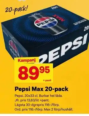 City Gross Pepsi Max 20-pack erbjuda