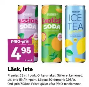 Läsk, Iste, Pris i appen