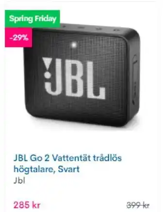 CDON JBL Go 2 Vattentät trådlös högtalare Svart erbjuda