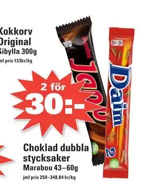 Choklad dubbla stycksaker