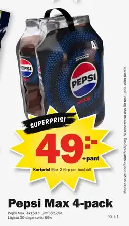 Pekås Pepsi Max 4-pack, Medlemspris erbjuda