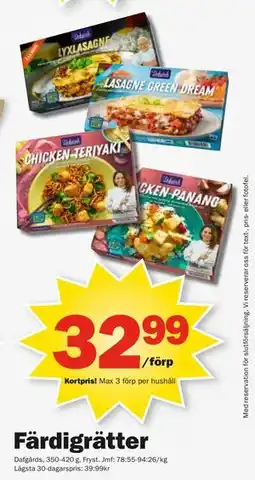 Pekås Färdigrätter, Medlemspris erbjuda