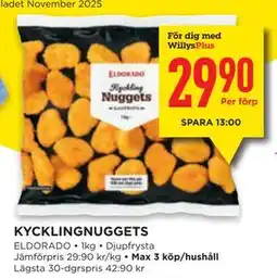 Willys KYCKLINGNUGGETS, Medlemspris erbjuda