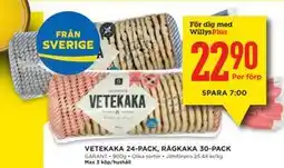 Willys VETEKAKA 24-PACK, RÅGKAKA 30-PACK, Medlemspris erbjuda
