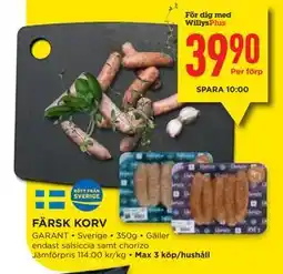 Willys FÄRSK KORV, Medlemspris erbjuda