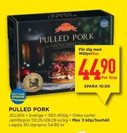 Willys PULLED PORK, Medlemspris erbjuda