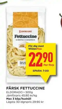 Willys FÄRSK FETTUCCINE, Medlemspris erbjuda
