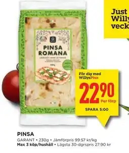 Willys PINSA, Medlemspris erbjuda