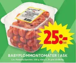 ICA Maxi ICA Babyplommontomater i ask erbjuda
