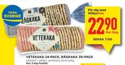 Willys Hemma VETEKAKA 24-PACK, RÅGKAKA 30-PACK, Medlemspris erbjuda