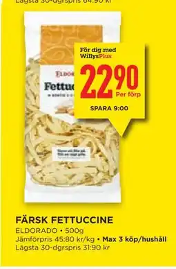 Willys Hemma FÄRSK FETTUCCINE, Medlemspris erbjuda