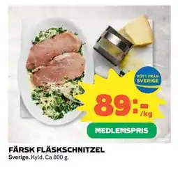 Coop Daglivs FÄRSK FLÄSKSCHNITZEL, Medlemspris erbjuda