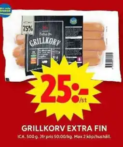 ICA Maxi ICA Grillkorv extra fin erbjuda