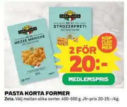 Coop Daglivs PASTA KORTA FORMER, Medlemspris erbjuda