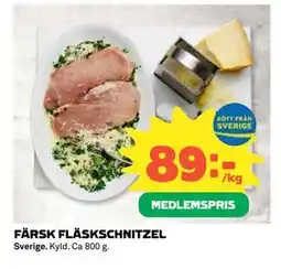 Coop Daglivs FÄRSK FLÄSKSCHNITZEL, Medlemspris erbjuda