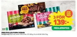 Coop Daglivs RIBS/PULLED PORK/KEBAB, Medlemspris erbjuda