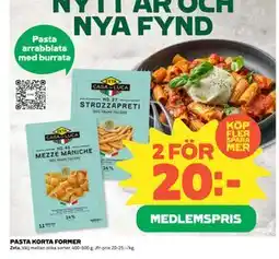 Coop Daglivs PASTA KORTA FORMER, Medlemspris erbjuda