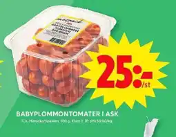 ICA Maxi ICA Babyplommontomater i ask erbjuda