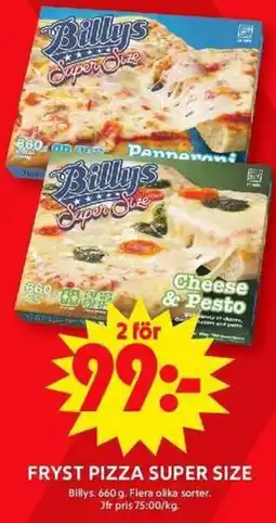 ICA Maxi BILLYS Fryst pizza super size erbjuda