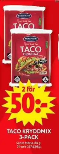 ICA Maxi SANTA MARIA Taco kryddmix 3-pack erbjuda