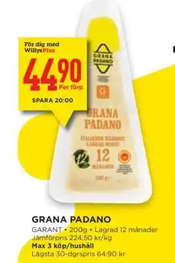 Willys Grana Padano erbjuda