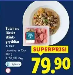 Lidl Butchers Färska skink-grytbitar erbjuda