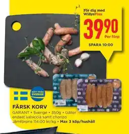 Willys Färsk korv erbjuda