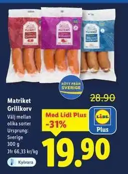 Lidl MATRIKET Grillkorv erbjuda