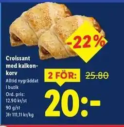Lidl Croissant med kalkonkorv erbjuda