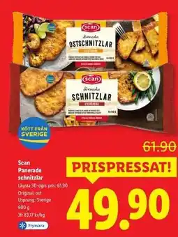 Lidl Scan Panerade schnitzlar erbjuda