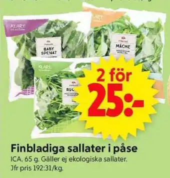ICA Supermarket Finbladiga sallater i påse erbjuda