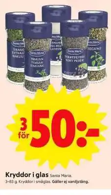 ICA Supermarket Kryddor i glas erbjuda