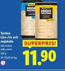 Lidl Tastino Lins-/ris och majskaka erbjuda